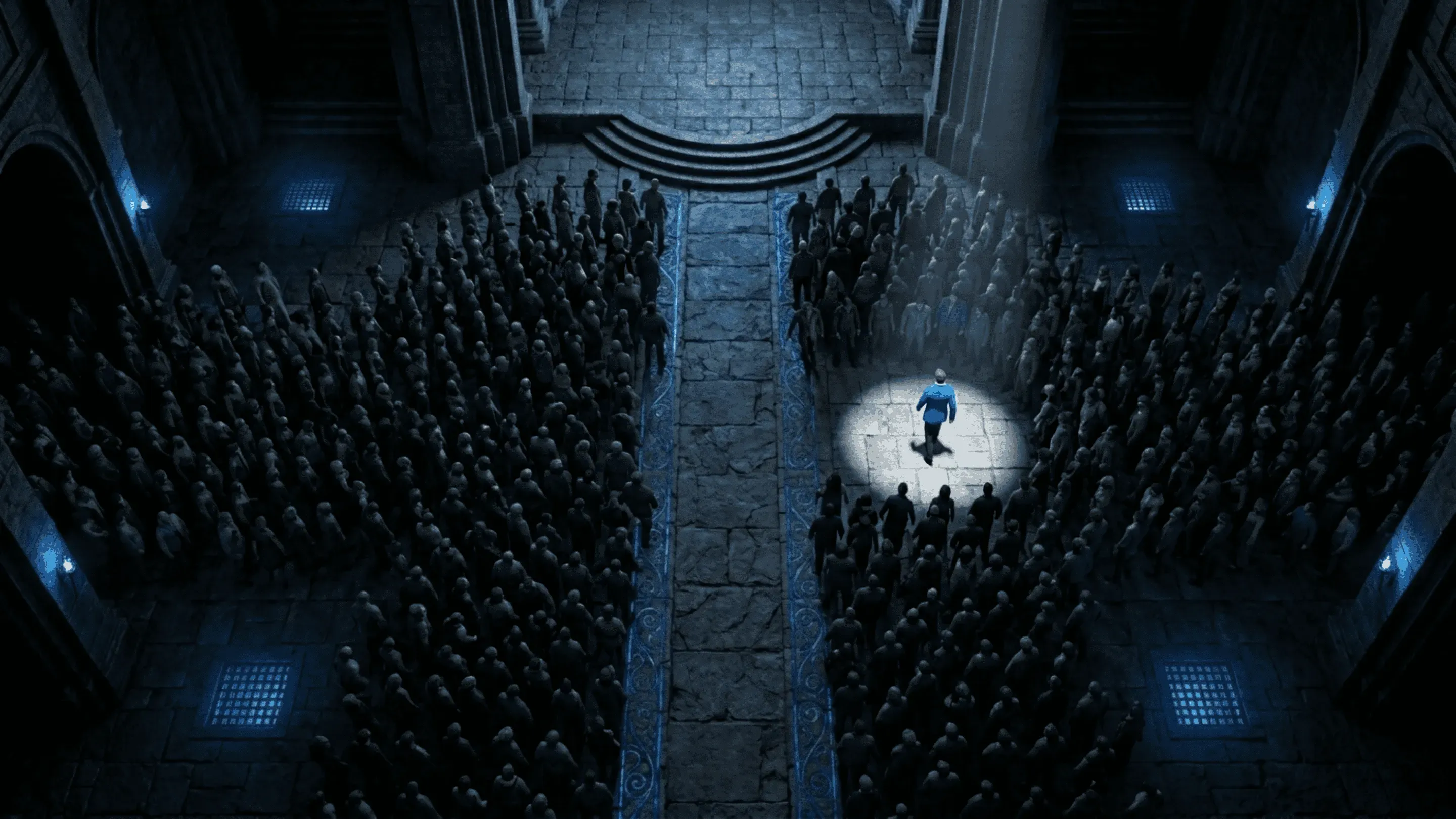 Crowd walking through AI gateway